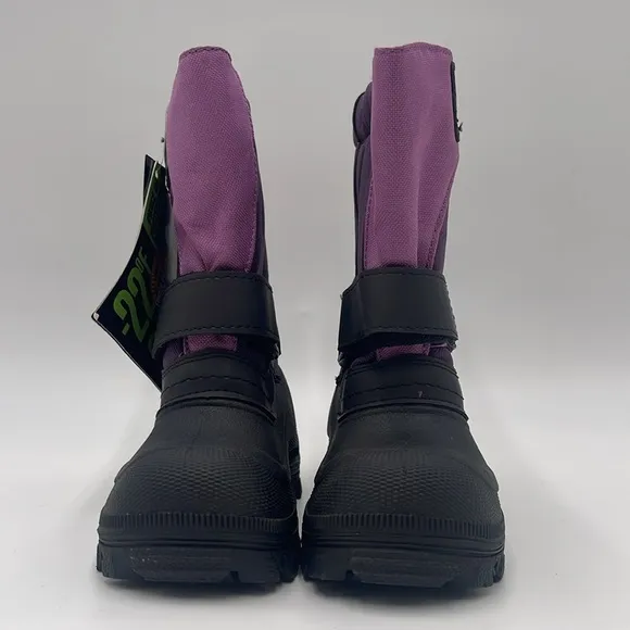 NWT Tundra Kids Thermal Snow Boots – Black/Purple Size 8