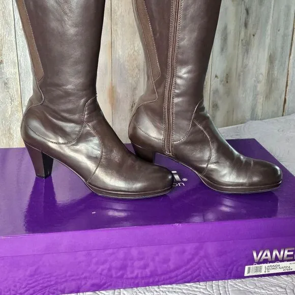 NWT VANELi  Larinda Tmoro Nappa Knee-High Boots Size 9N Dark Chocolate Brown
