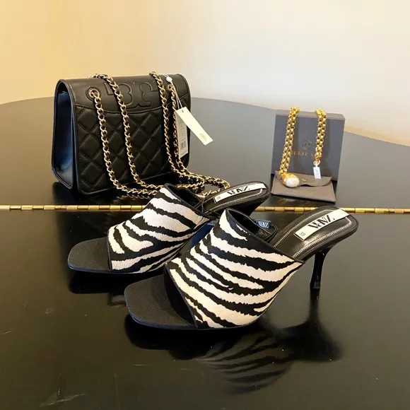 NWT Zara animal print leather sandals