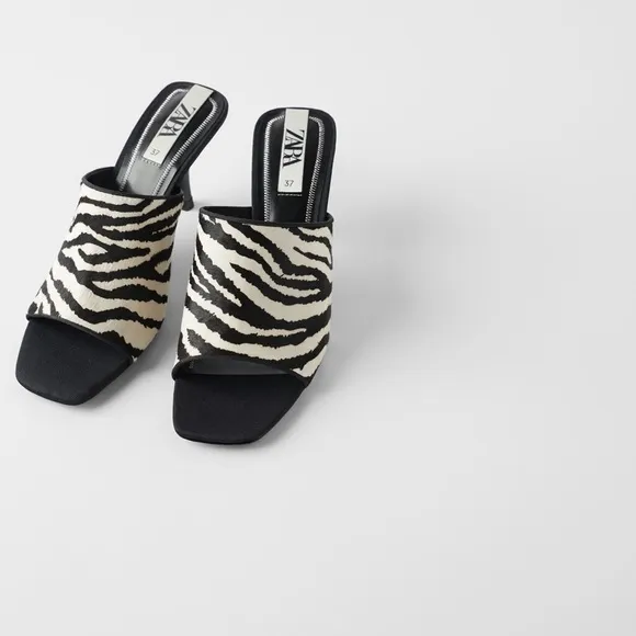 NWT Zara animal print leather sandals