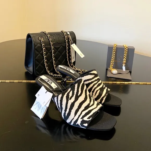 NWT Zara animal print leather sandals