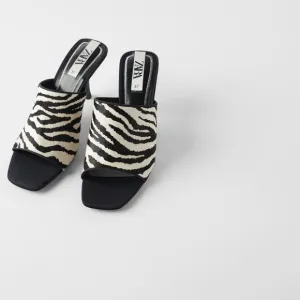 NWT Zara animal print leather sandals