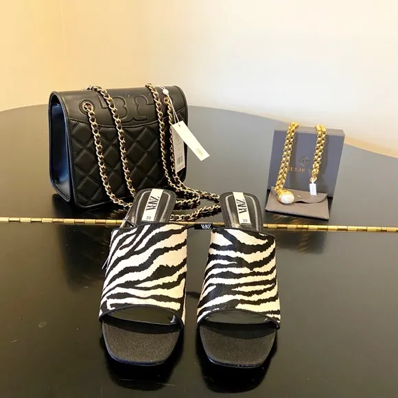 NWT Zara animal print leather sandals
