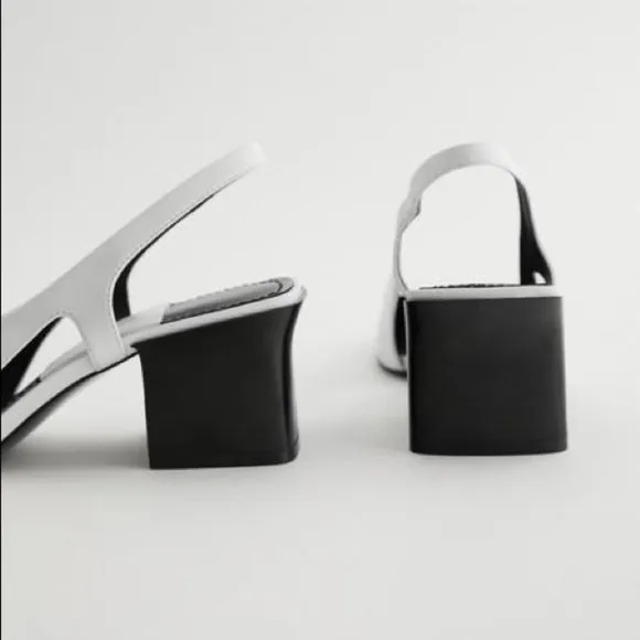 NWT Zara Leather Squared Toe Heeled Sandals Size 8