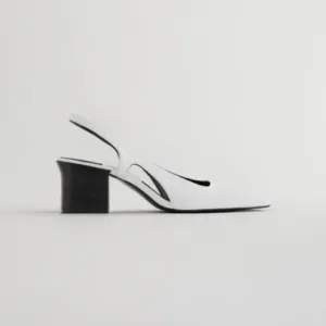 NWT Zara Leather Squared Toe Heeled Sandals Size 8