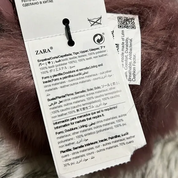 NWT Zara Mauve Faux Fur Square Toe Heeled Sandals 7.5 (38)