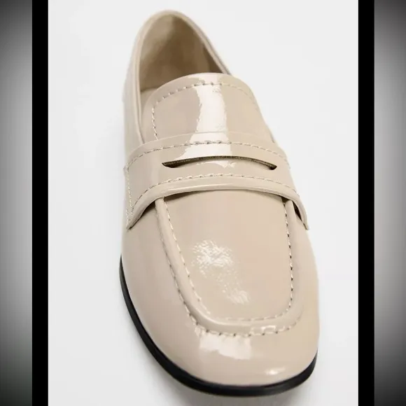 NWT Zara patent faux leather loafers