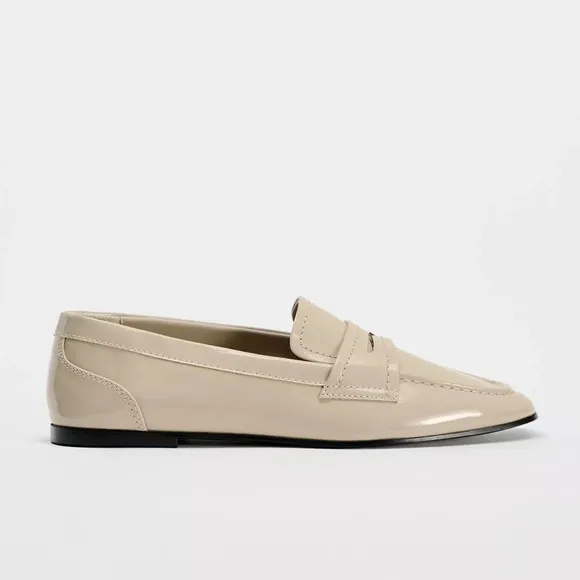 NWT Zara patent faux leather loafers