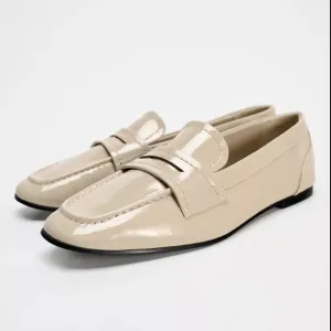 NWT Zara patent faux leather loafers