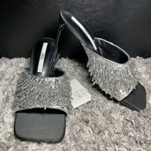 NWT Zara Sparkly Beaded Heeled Sandals