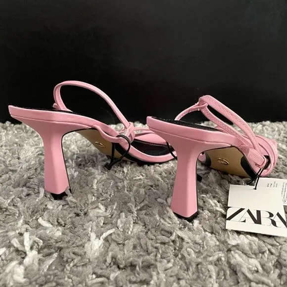 NWT Zara Strappy Heeled Leather Sandals