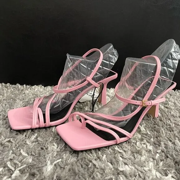 NWT Zara Strappy Heeled Leather Sandals