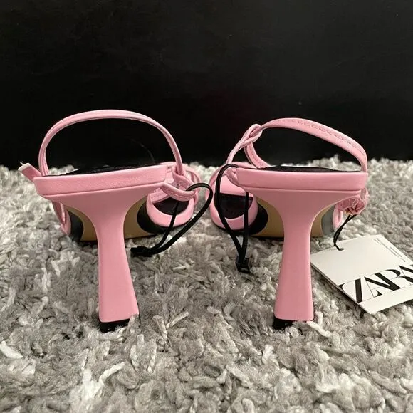 NWT Zara Strappy Heeled Leather Sandals