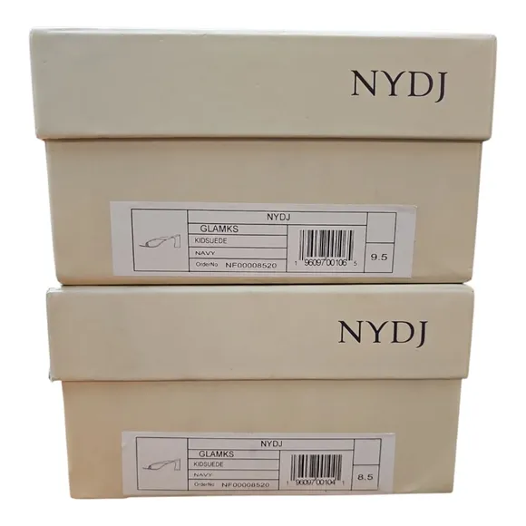 NYDJ Glam Block Heel Sandals In Kid Suede - Navy, NIB