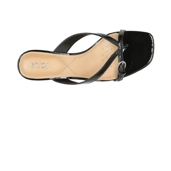 NYDJ Glam Block Heel Sandals In Patent, Black Size 9.5 - NIB