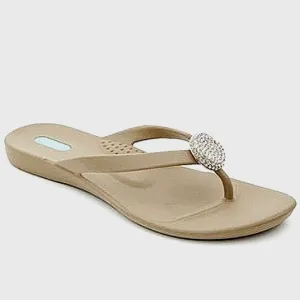OKA-B Lucky Rhinestone Crystal Jewel Thong Flip Flop Slide Mule Sandal EUC