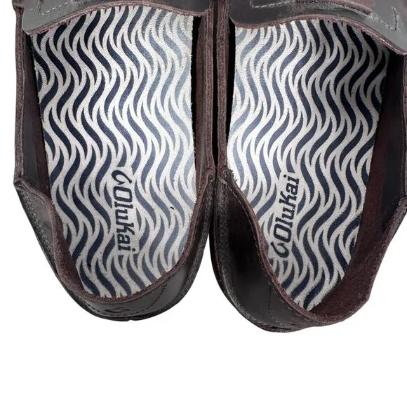 Olukai Kakaha Loafers Men’s US 13 Brown Leather Slip-On Casual Shoes 10490-4848