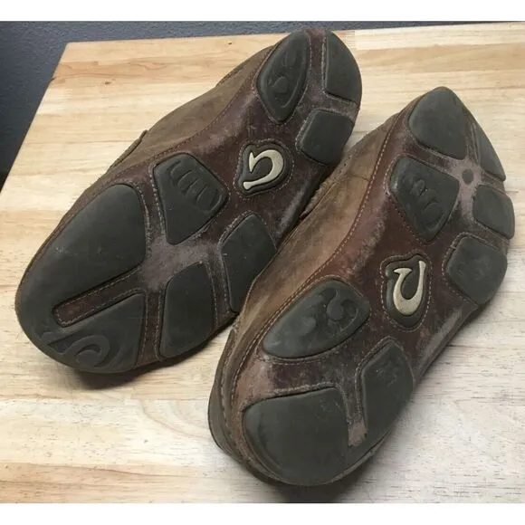 OluKai Moloa Leather Slip Ons Loafers Shoes Mens 11‎ Brown