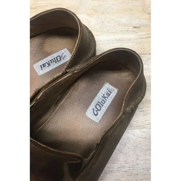 OluKai Moloa Leather Slip Ons Loafers Shoes Mens 11‎ Brown