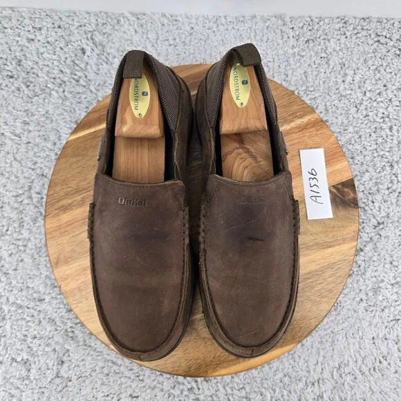 Olukai Na'I WP Brown Leather Waterproof Casual Slip On Daily Sneakers Mens 9.5 M