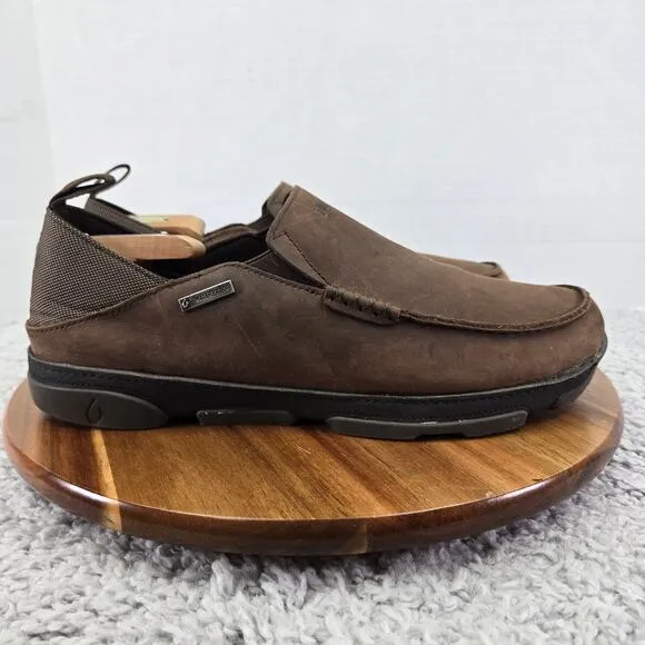 Olukai Na'I WP Brown Leather Waterproof Casual Slip On Daily Sneakers Mens 9.5 M