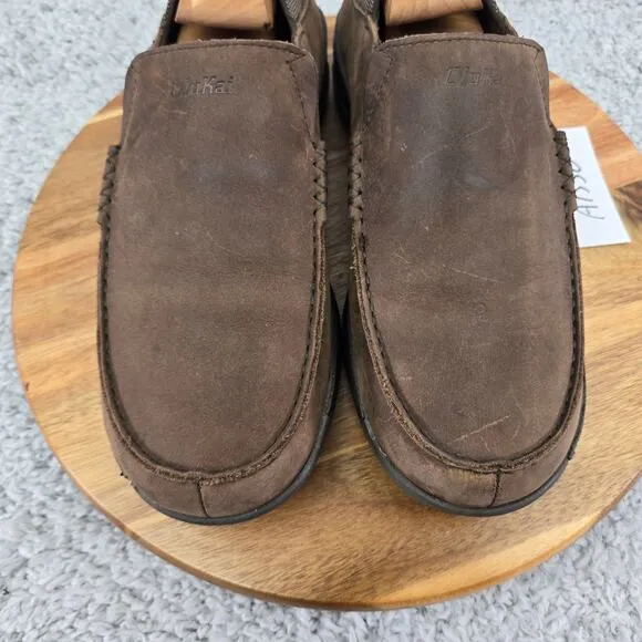 Olukai Na'I WP Brown Leather Waterproof Casual Slip On Daily Sneakers Mens 9.5 M