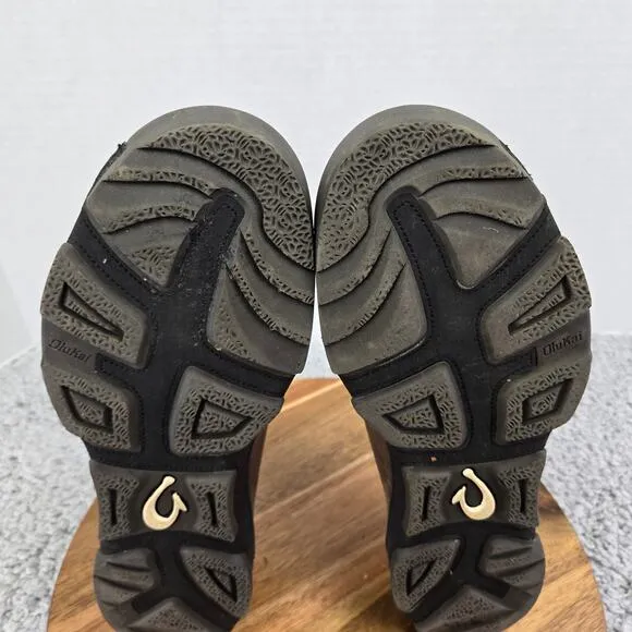 Olukai Na'I WP Brown Leather Waterproof Casual Slip On Daily Sneakers Mens 9.5 M
