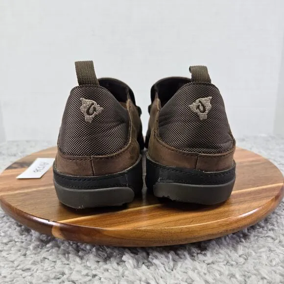 Olukai Na'I WP Brown Leather Waterproof Casual Slip On Daily Sneakers Mens 9.5 M