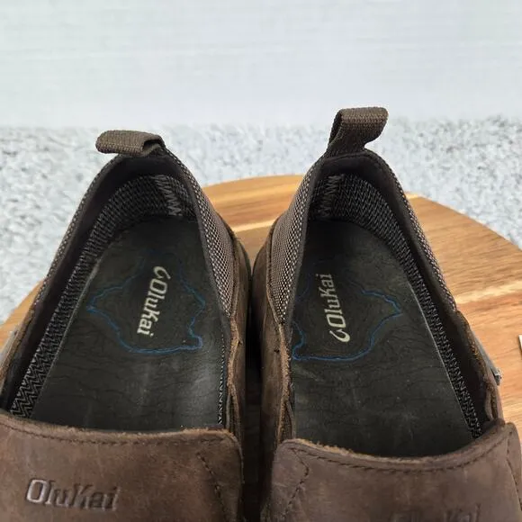Olukai Na'I WP Brown Leather Waterproof Casual Slip On Daily Sneakers Mens 9.5 M