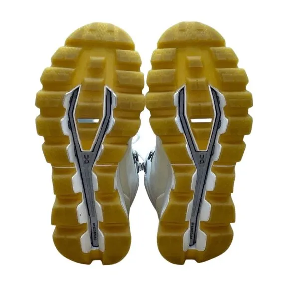 On Cloudrock Womens White/Yellow Waterproof Raw Edge Hiking Boots Size 9.5