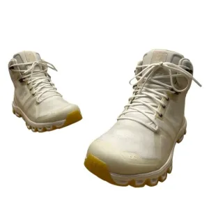 On Cloudrock Womens White/Yellow Waterproof Raw Edge Hiking Boots Size 9.5