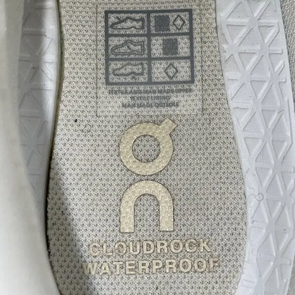 On Cloudrock Womens White/Yellow Waterproof Raw Edge Hiking Boots Size 9.5