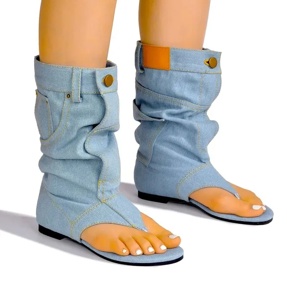 ONE OF A KIND DENIM SANDALS
