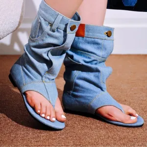 ONE OF A KIND DENIM SANDALS