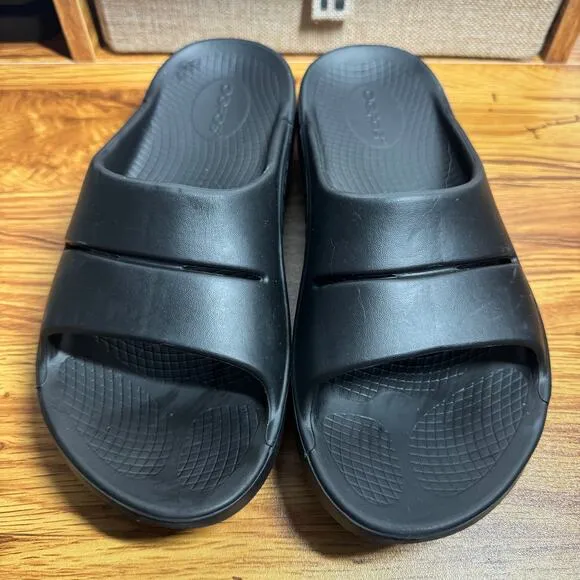 Oofoos Sandals Women 8 Black Ooahh Slide Light Weight Comfort Foam Casual