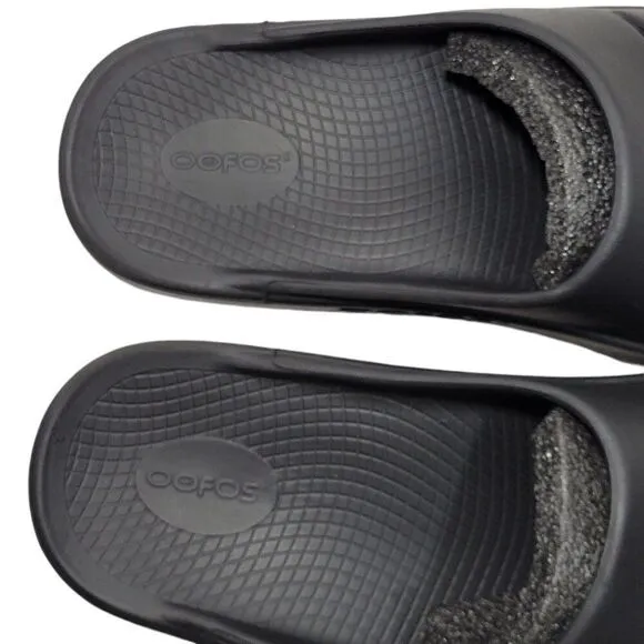 OOFOS OOahh Recovery Slide Mens Size 11 Women Size 13 Black Foam Unisex Sandals