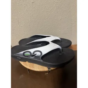 OOFOS OOriginal Recovery Sport Sandals Mens 15 Silver Black Flip Flop Thong