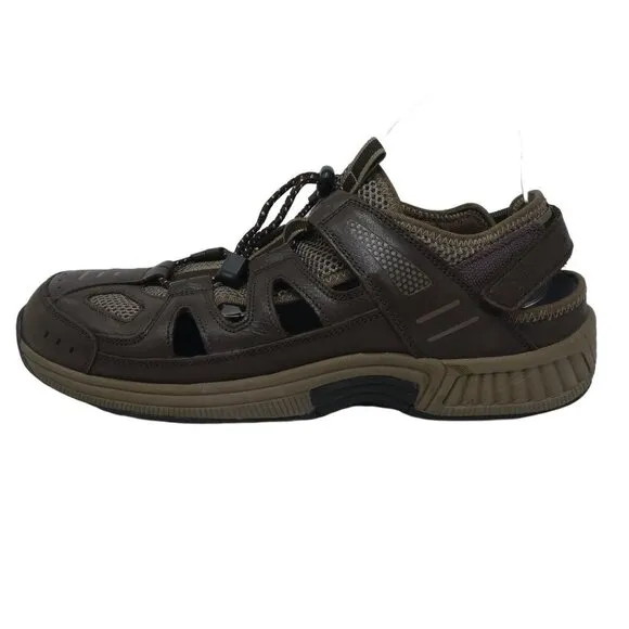 Orthofeet Alpine Heel Strap Fisherman Sandal Shoes Brown Leather Comfort Mens 13