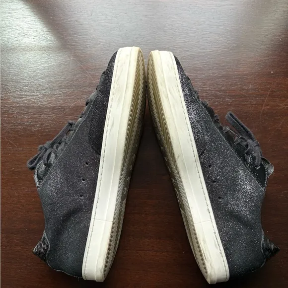 P448 Black Glitter Sneakers with White Soles