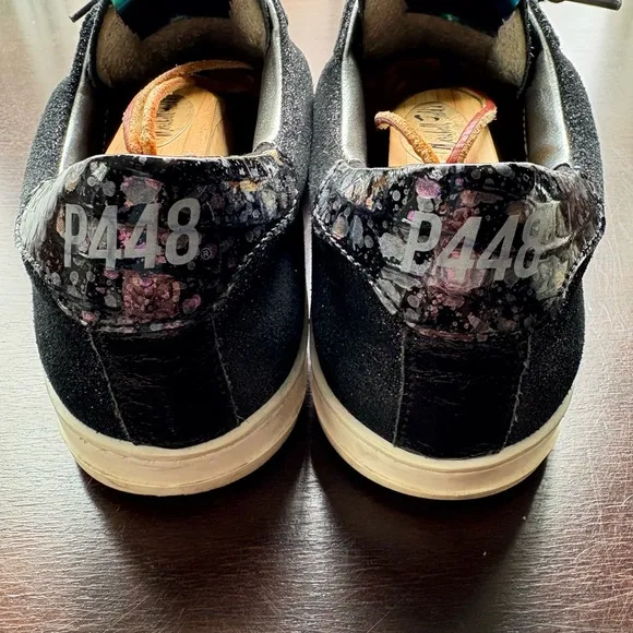P448 Black Glitter Sneakers with White Soles