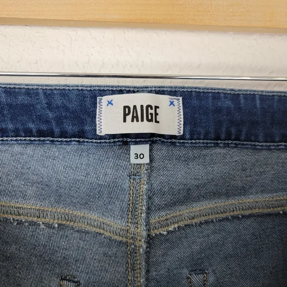 Paige Laurel Canyon High Rise Flare Raw Hem Boot Cut Jeans Montreux Dark Wash 30