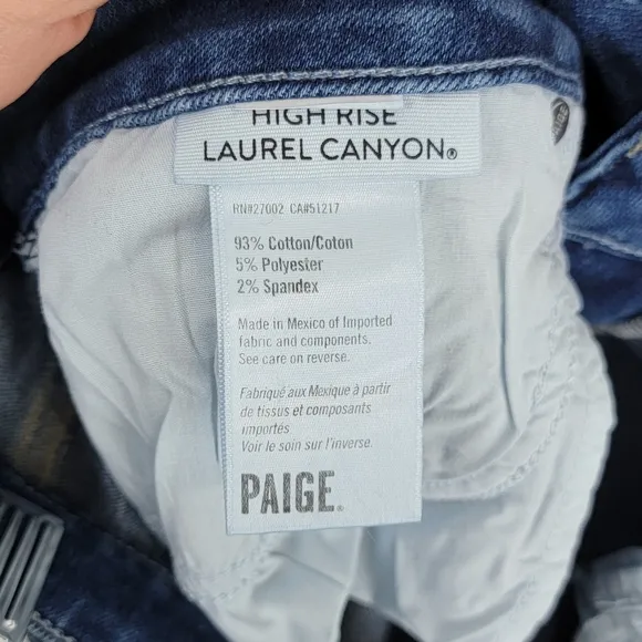 Paige Laurel Canyon High Rise Flare Raw Hem Boot Cut Jeans Montreux Dark Wash 30