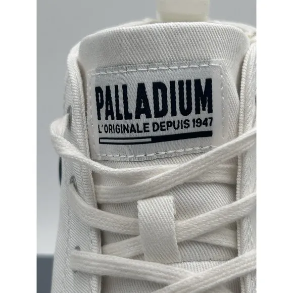 Palladium Pallabase Twill Women's Lace-Up Boots Sz US 10M Star White Block Heel