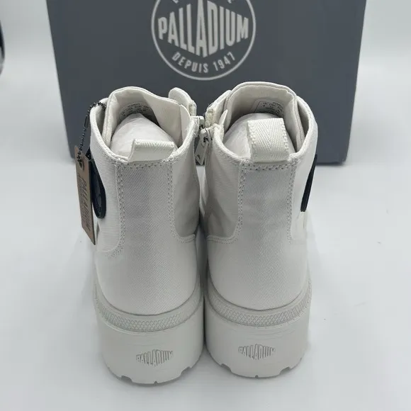 Palladium Pallabase Twill Women's Lace-Up Boots Sz US 10M Star White Block Heel