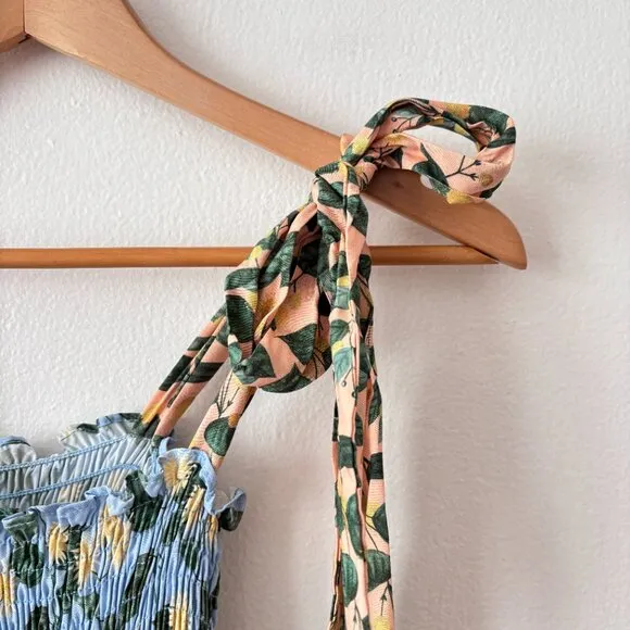 Palmacea Citrus Print Tiered Smocked Maxi Dress