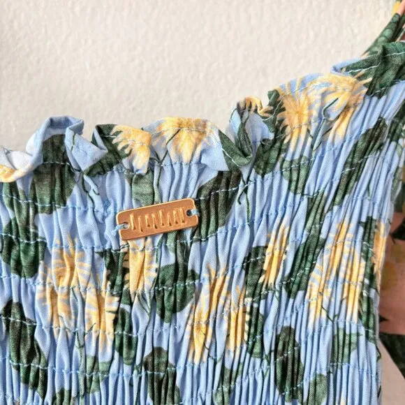 Palmacea Citrus Print Tiered Smocked Maxi Dress