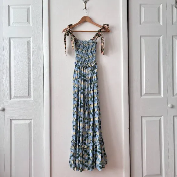 Palmacea Citrus Print Tiered Smocked Maxi Dress