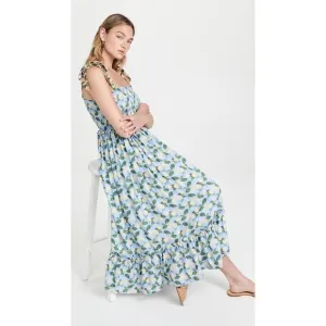 Palmacea Citrus Print Tiered Smocked Maxi Dress