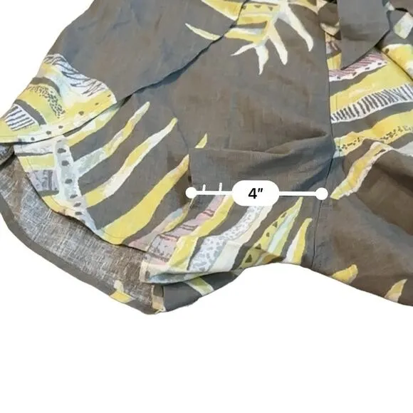 Patagonia Garden Island Palm Leaf Print Tie Waist Shorts in Marrow Gray Sz L NEW