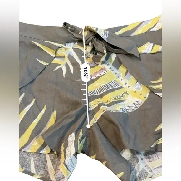 Patagonia Garden Island Palm Leaf Print Tie Waist Shorts in Marrow Gray Sz L NEW